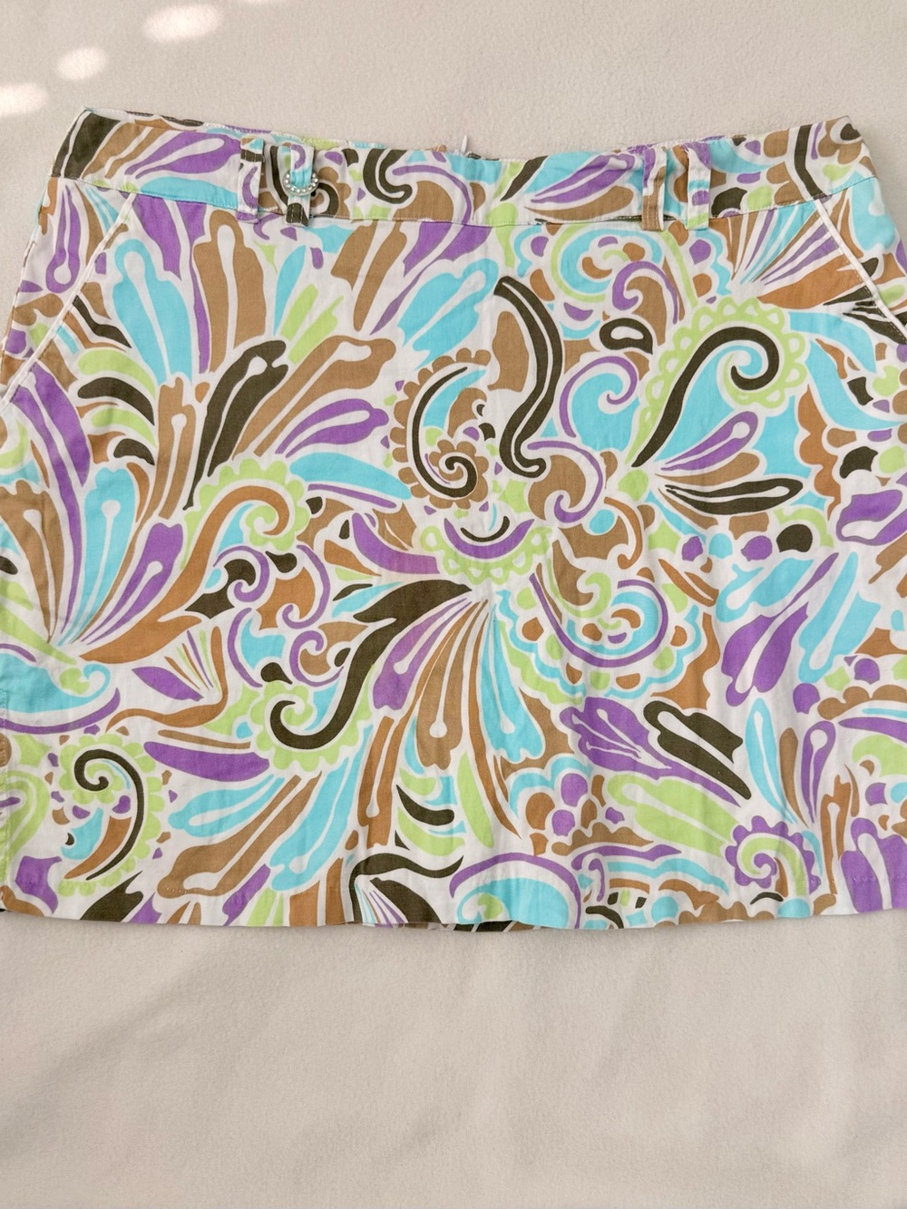 Allyson Whitmore Multicolor Paisley Swim Skirt in Aqua, Lavender & Brown